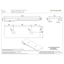 Sanindusa Plan de toilette blanc pour 2 vasques ou 2 lavabos à poser 160x50 pré-percés 2 trous pour bonde Emma 160 blanc