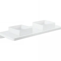 Sanindusa Plan de toilette blanc pour 2 vasques ou 2 lavabos à poser 120x50 pré-percés 2 trous pour bonde Emma 120 blanc
