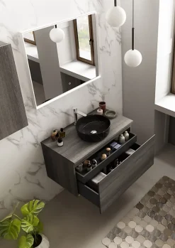 Ipiemme SRL Plan de toilette effet chêne Metz L.90 x l.51,5 x ép.2 cm, Pura+