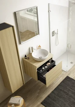 Ipiemme SRL Plan de toilette effet chêne L.60 x l.51,5 x ép.2 cm, Pura+