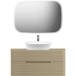 Plan De Travail Buanderie|Plan De Travail Salle De Bains| Plan de toilette en mélaminé décor bois naturel Alba 119,5 cm