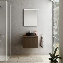 Ipiemme SRL Plan de toilette finition effet noyer L.60 x l.51,5 x ép.2 cm, Pura+