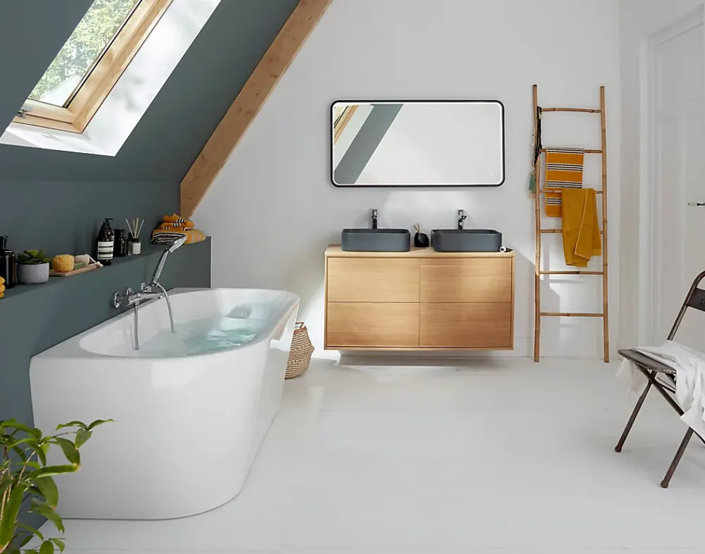 Plan De Travail Buanderie|Plan De Travail Salle De Bains|GoodHome Plan de toilette Avela placage chêne 120 cm