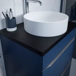 Plan De Travail Buanderie|Plan De Travail Salle De Bains|GoodHome Plan de toilette L.60,5 x l.45,5 cm, noir mat, Cadelia