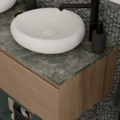 GoodHome Plan de toilette L.120 x l.45 x ép.2 cm effet marbre vert Cadélia