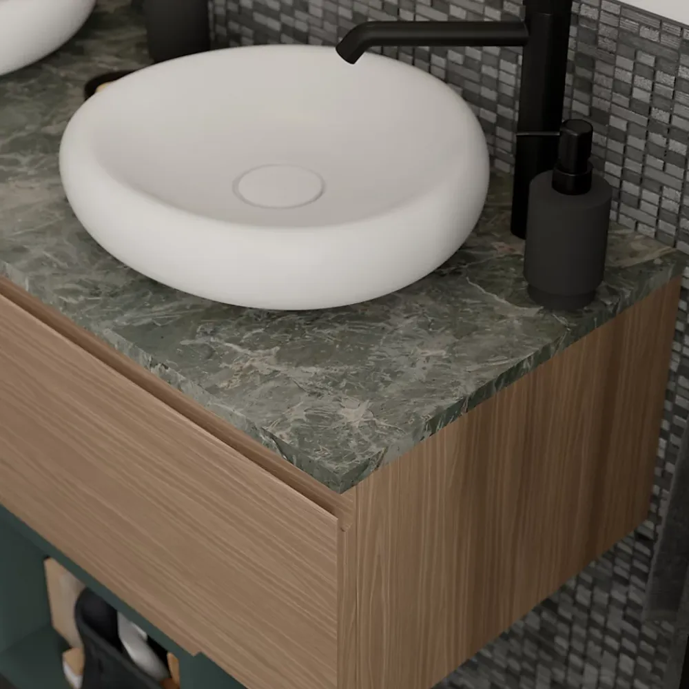 GoodHome Plan de toilette L.120 x l.45 x ép.2 cm effet marbre vert Cadélia