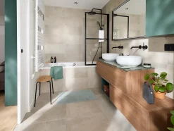 GoodHome Plan de toilette L.120 x l.45 x ép.2 cm effet marbre vert Cadélia