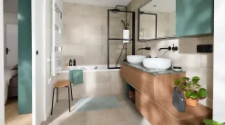 GoodHome Plan de toilette L.120 x l.45 x ép.2 cm effet marbre vert Cadélia