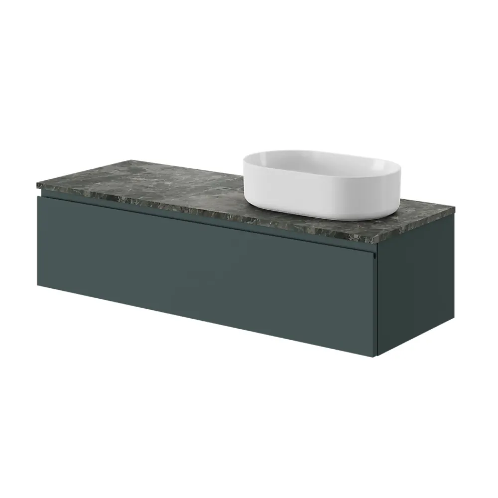 GoodHome Plan de toilette L.120 x l.45 x ép.2 cm effet marbre vert Cadélia