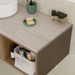 Plan De Travail Salle De Bains|Plan De Travail Buanderie|GoodHome Plan de toilette L.140 x l.45 x ép.2 cm effet travertin Cadélia