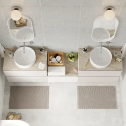 Plan De Travail Buanderie|Plan De Travail Salle De Bains|GoodHome Plan de toilette L.80 x l.45 x ép.2 cm, effet marbre beige, Cadélia