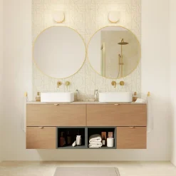 Plan De Travail Buanderie|Plan De Travail Salle De Bains|GoodHome Plan de toilette L.80 x l.45 x ép.2 cm, effet marbre beige, Cadélia