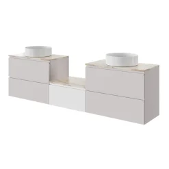 Plan De Travail Buanderie|Plan De Travail Salle De Bains|GoodHome Plan de toilette L.80 x l.45 x ép.2 cm, effet marbre beige, Cadélia