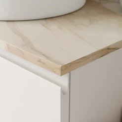 Plan De Travail Buanderie|Plan De Travail Salle De Bains|GoodHome Plan de toilette L.80 x l.45 x ép.2 cm, effet marbre beige, Cadélia