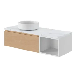 Plan De Travail Buanderie|Plan De Travail Salle De Bains|GoodHome Plan de toilette L.120 x l.45 x ép.2 cm effet marbre blanc Cadélia