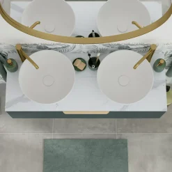 Plan De Travail Buanderie|Plan De Travail Salle De Bains|GoodHome Plan de toilette L.120 x l.45 x ép.2 cm effet marbre blanc Cadélia