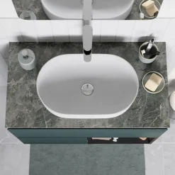 GoodHome Plan de toilette L.80 x l.45 x ép.2 cm effet marbre vert Cadélia