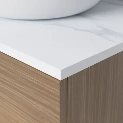 Plan De Travail Buanderie|Plan De Travail Salle De Bains|GoodHome Plan de toilette L.80 x l.45 x ép.2 cm, effet marbre blanc, Cadélia