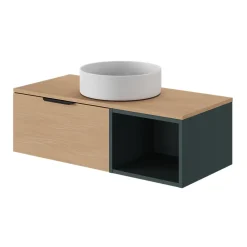 Plan De Travail Buanderie|Plan De Travail Salle De Bains|GoodHome Plan de toilette L.100 x l.45 x ép.18 cm effet chêne Kentia