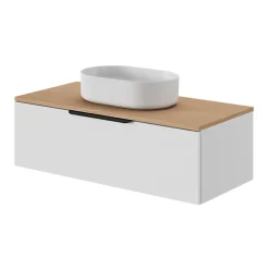 Plan De Travail Buanderie|Plan De Travail Salle De Bains|GoodHome Plan de toilette L.100 x l.45 x ép.18 cm effet chêne Kentia
