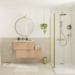 Plan De Travail Buanderie|Plan De Travail Salle De Bains|GoodHome Plan de toilette L.100 x l.45 x ép.18 cm effet chêne Kentia