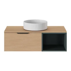 Plan De Travail Buanderie|Plan De Travail Salle De Bains|GoodHome Plan de toilette L.100 x l.45 x ép.18 cm effet chêne Kentia