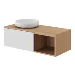 Plan De Travail Buanderie|Plan De Travail Salle De Bains|GoodHome Plan de toilette L.100 x l.45 x ép.18 cm effet chêne Kentia