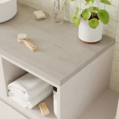 GoodHome Plan de toilette L.100 x l.45 x ép.1,8 cm, beige cachemire, Kentia