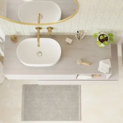 GoodHome Plan de toilette L.100 x l.45 x ép.1,8 cm, beige cachemire, Kentia