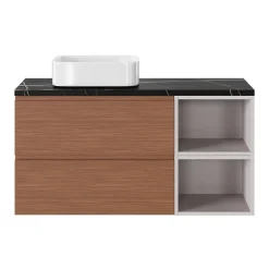 Plan De Travail Buanderie|Plan De Travail Salle De Bains|GoodHome Plan de toilette L.120 x l.45 x ép.2 cm effet marbre noir Cadélia