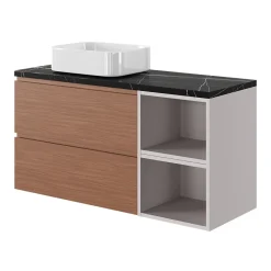 Plan De Travail Buanderie|Plan De Travail Salle De Bains|GoodHome Plan de toilette L.120 x l.45 x ép.2 cm effet marbre noir Cadélia