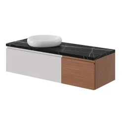 Plan De Travail Buanderie|Plan De Travail Salle De Bains|GoodHome Plan de toilette L.120 x l.45 x ép.2 cm effet marbre noir Cadélia