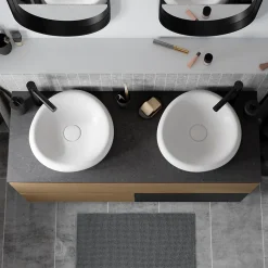 Plan De Travail Buanderie|Plan De Travail Salle De Bains|GoodHome Plan de toilette L.120 x l.45 x ép.2 cm effet marbre noir Cadélia