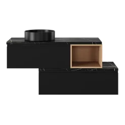 Plan De Travail Buanderie|Plan De Travail Salle De Bains|GoodHome Plan de toilette L.120 x l.45 x ép.2 cm effet marbre noir Cadélia