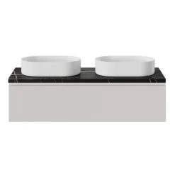 Plan De Travail Buanderie|Plan De Travail Salle De Bains|GoodHome Plan de toilette L.120 x l.45 x ép.2 cm effet marbre noir Cadélia