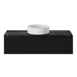 Plan De Travail Buanderie|Plan De Travail Salle De Bains|GoodHome Plan de toilette L.120 x l.45 x ép.2 cm effet marbre noir Cadélia
