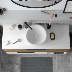 Plan De Travail Buanderie|Plan De Travail Salle De Bains|GoodHome Plan de toilette L.120 x l.45 x ép.18 cm blanc mat Kentia