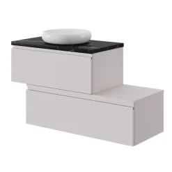 GoodHome Plan de toilette L.60 x l.45 x ép.2 cm effet marbre noir Cadélia
