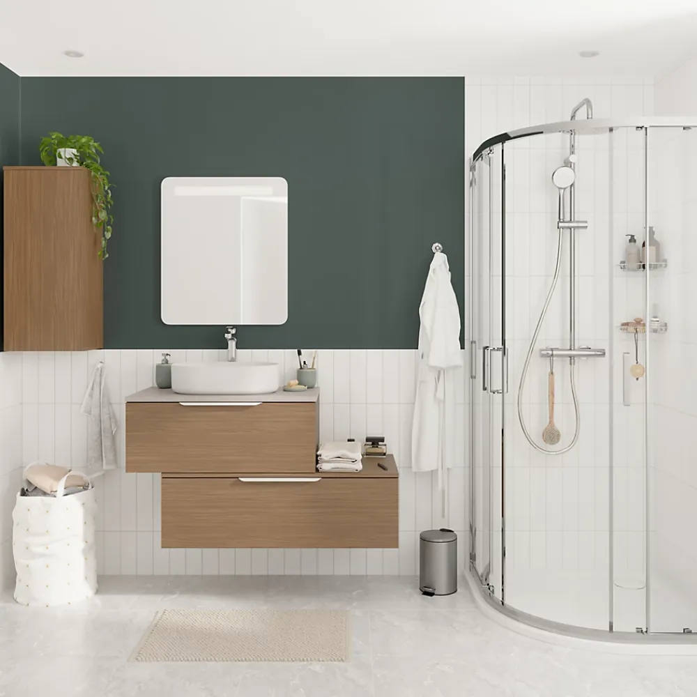 GoodHome Plan de toilette L.100 x l.45 x ép.2 cm, effet granite gris, Cadélia
