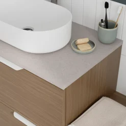 GoodHome Plan de toilette L.100 x l.45 x ép.2 cm, effet granite gris, Cadélia