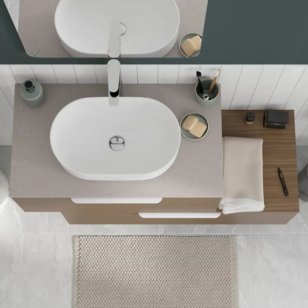GoodHome Plan de toilette L.100 x l.45 x ép.2 cm, effet granite gris, Cadélia