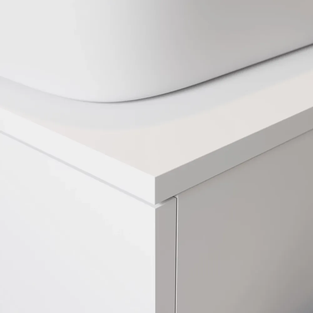 GoodHome Plan de toilette L.80 x l.45 x ép.1,8 cm, blanc mat, Kentia