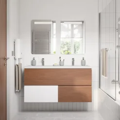 Plan De Travail Buanderie|Plan De Travail Salle De Bains|GoodHome Plan de toilette L.140 x l.45 x ép.1,8 cm effet noyer Kentia