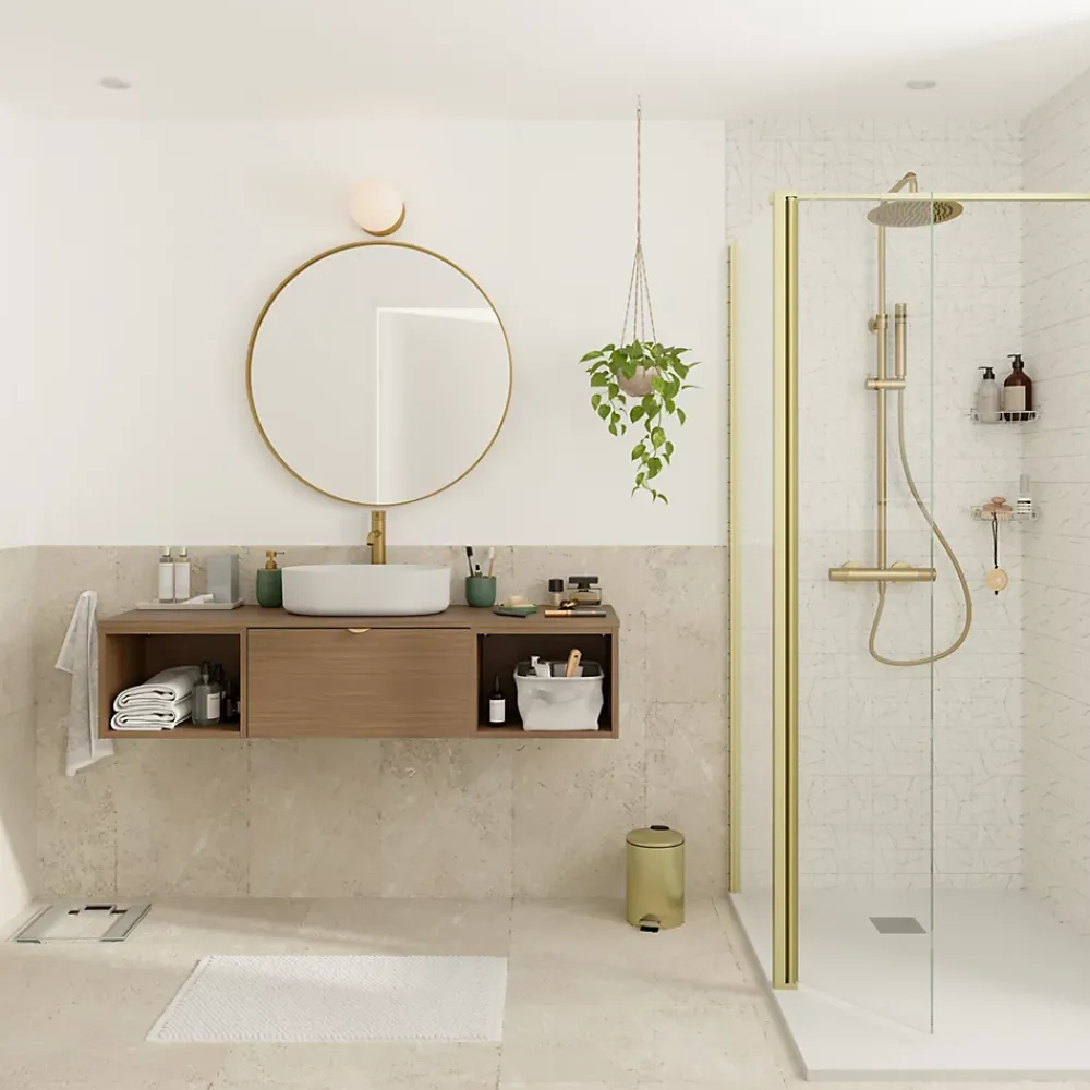 Plan De Travail Buanderie|Plan De Travail Salle De Bains|GoodHome Plan de toilette L.140 x l.45 x ép.1,8 cm effet noyer Kentia
