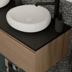 GoodHome Plan de toilette L.140 x l.45 x ép.1,8 cm noir mat Kentia