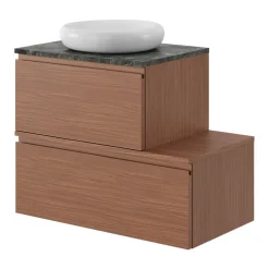 GoodHome Plan de toilette L.80 x l.45 x ép.18 cm effet noyer Kentia