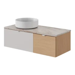 Plan De Travail Buanderie|Plan De Travail Salle De Bains|GoodHome Plan de toilette L.100 x l.45 x ép.2 cm effet marbre beige Cadélia