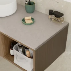 GoodHome Plan de toilette L.140 x l.45 x ép.2 cm effet granite gris Cadélia