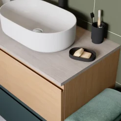 Plan De Travail Buanderie|Plan De Travail Salle De Bains|GoodHome Plan de toilette L.80 x l.45 x ép.2 cm, effet travertin, Cadélia