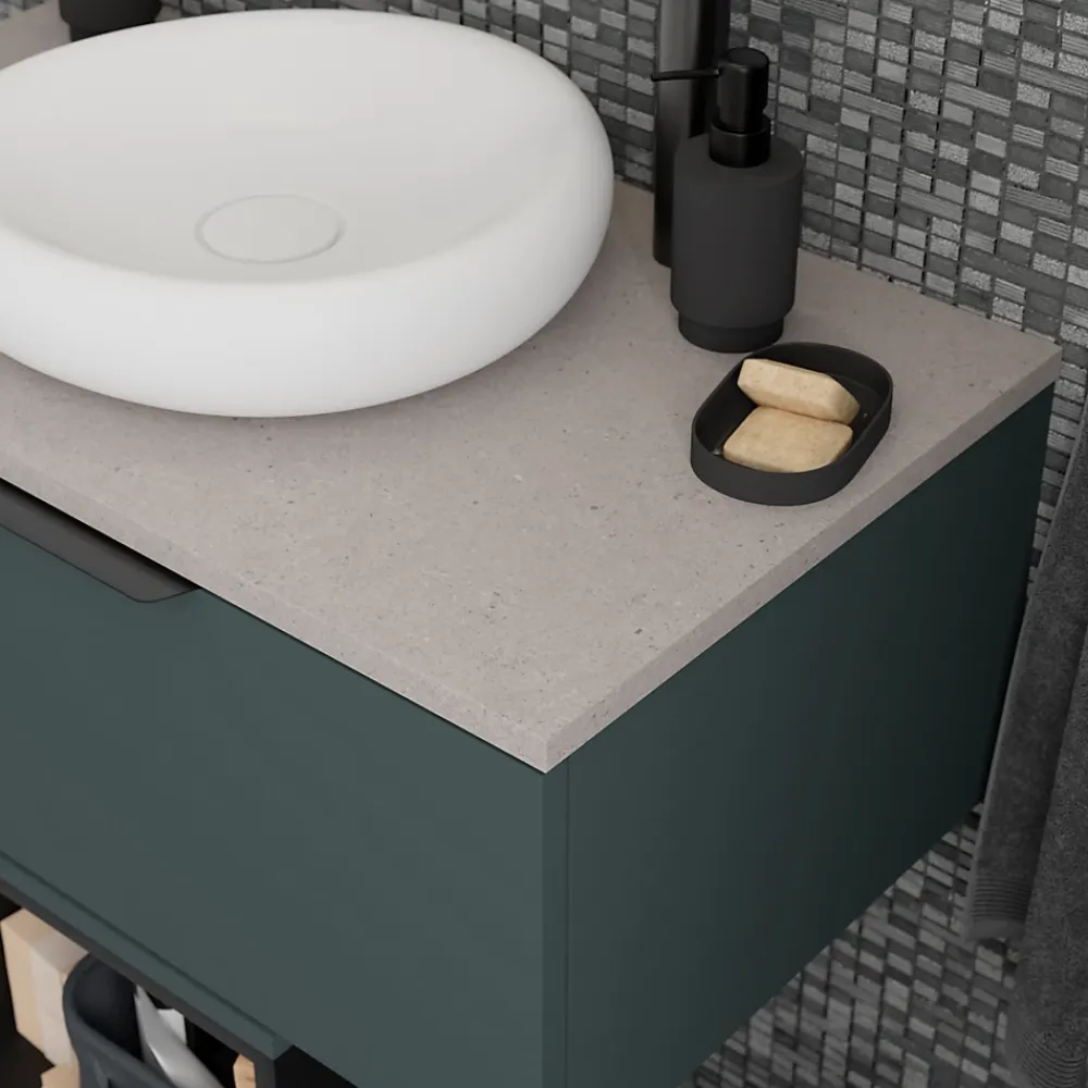 GoodHome Plan de toilette L.140 x l.45 x ép.18 cm vert forêt mat Kentia